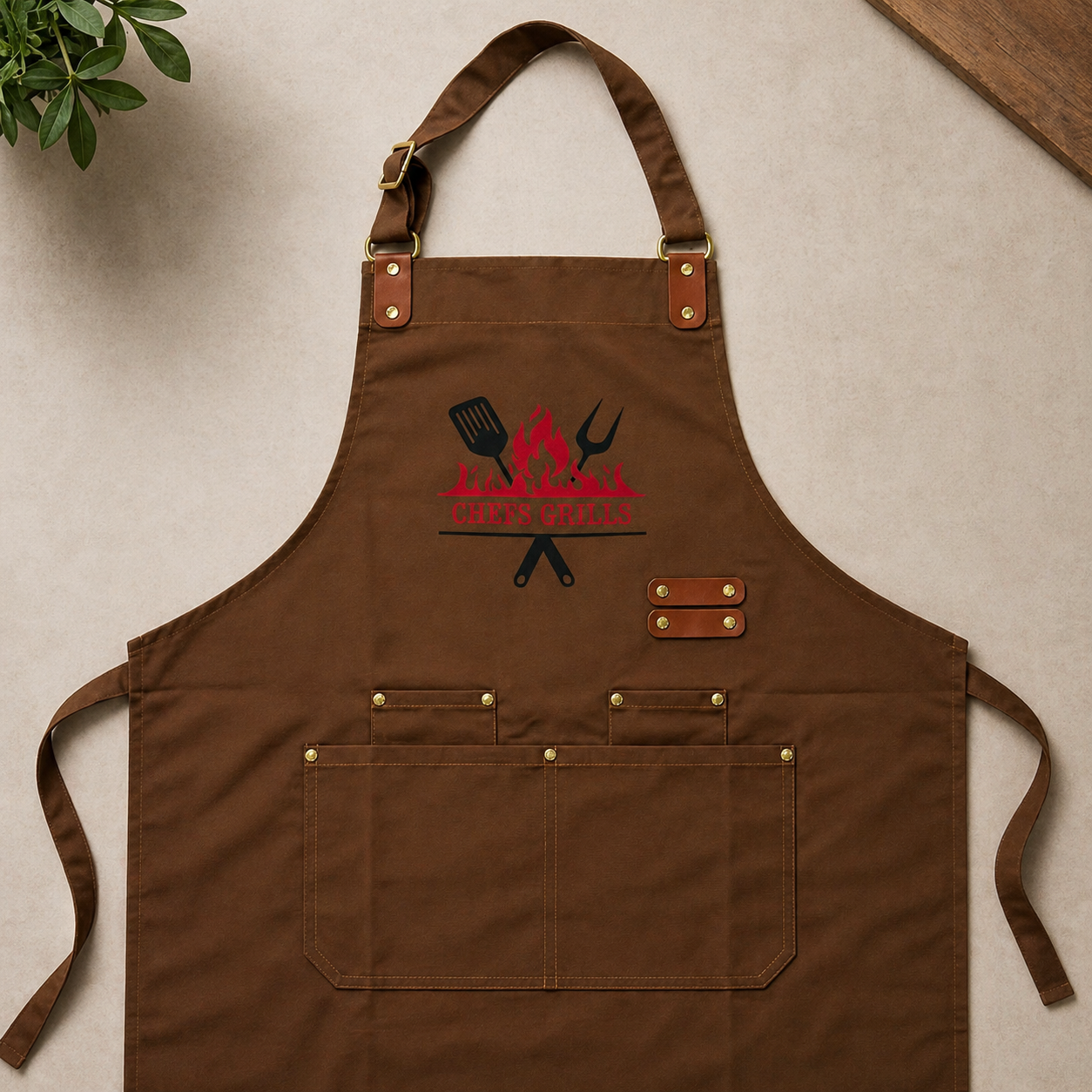 Premium cooking apron with design & pockets