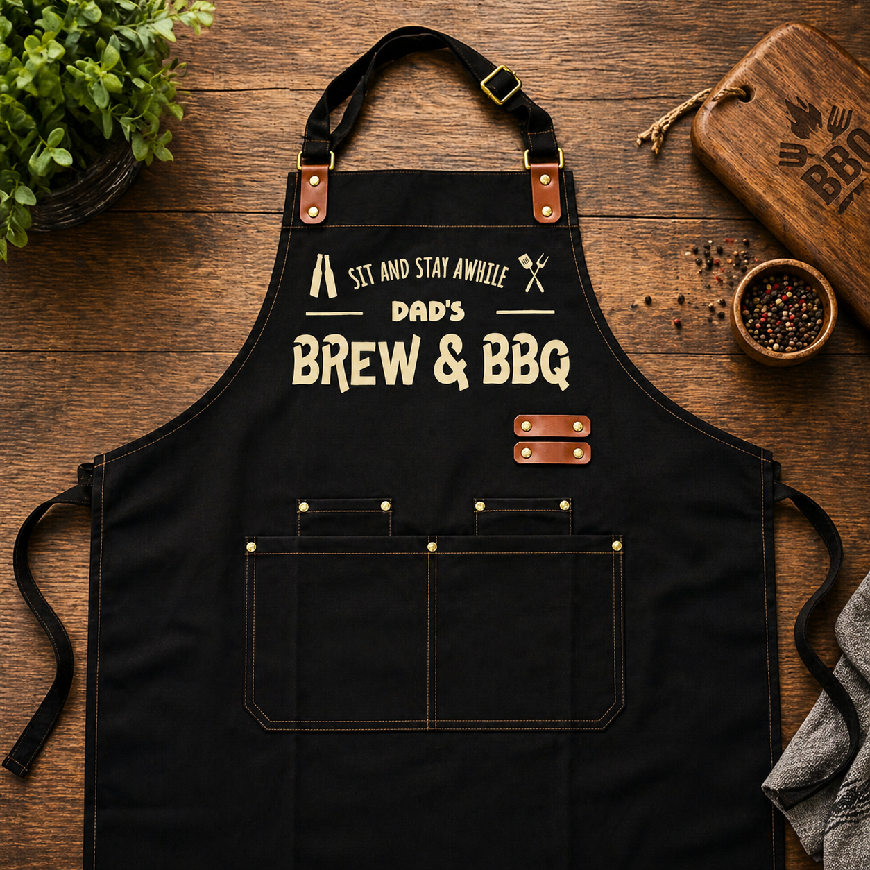 Premium cooking apron with design & pockets