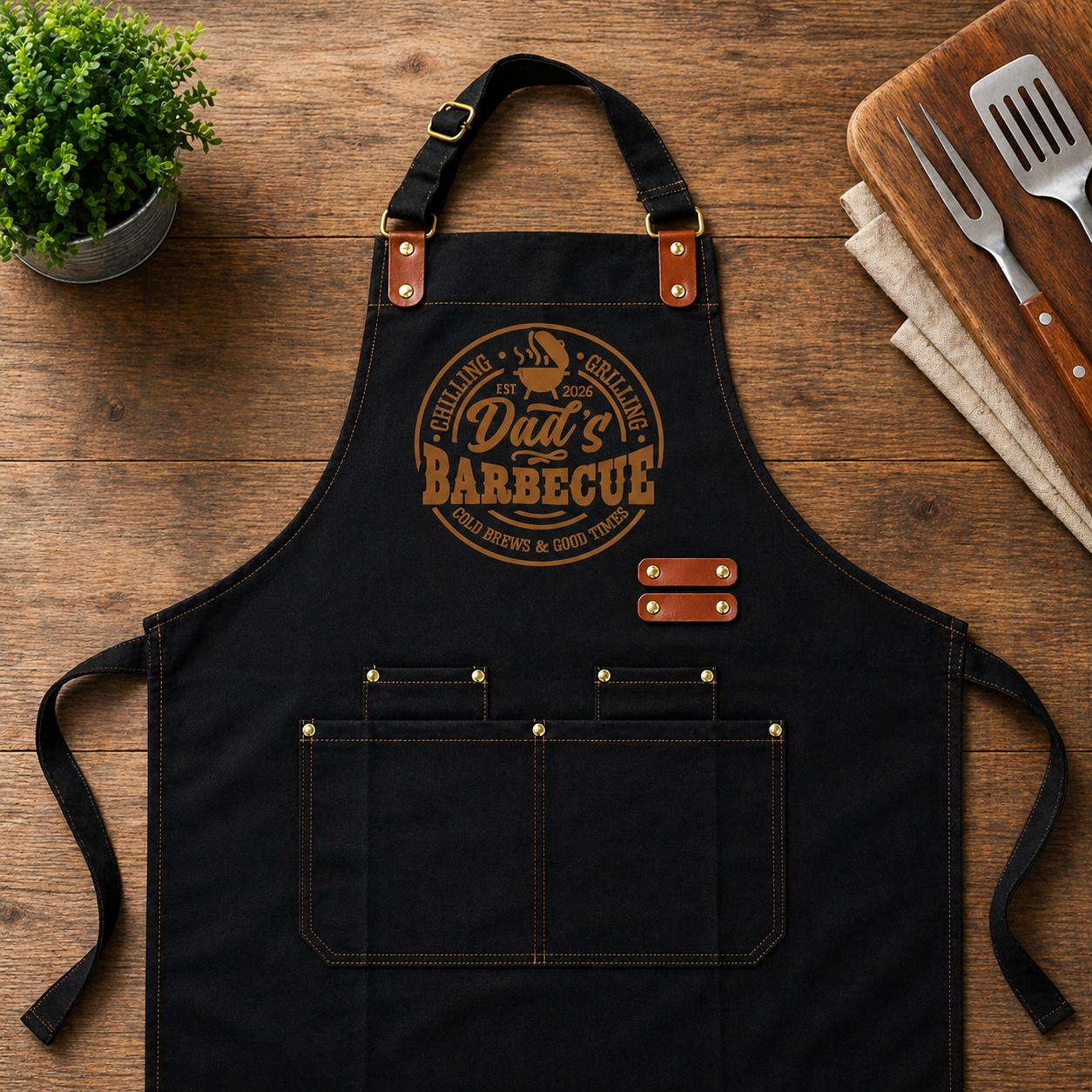 Premium cooking apron with design & pockets