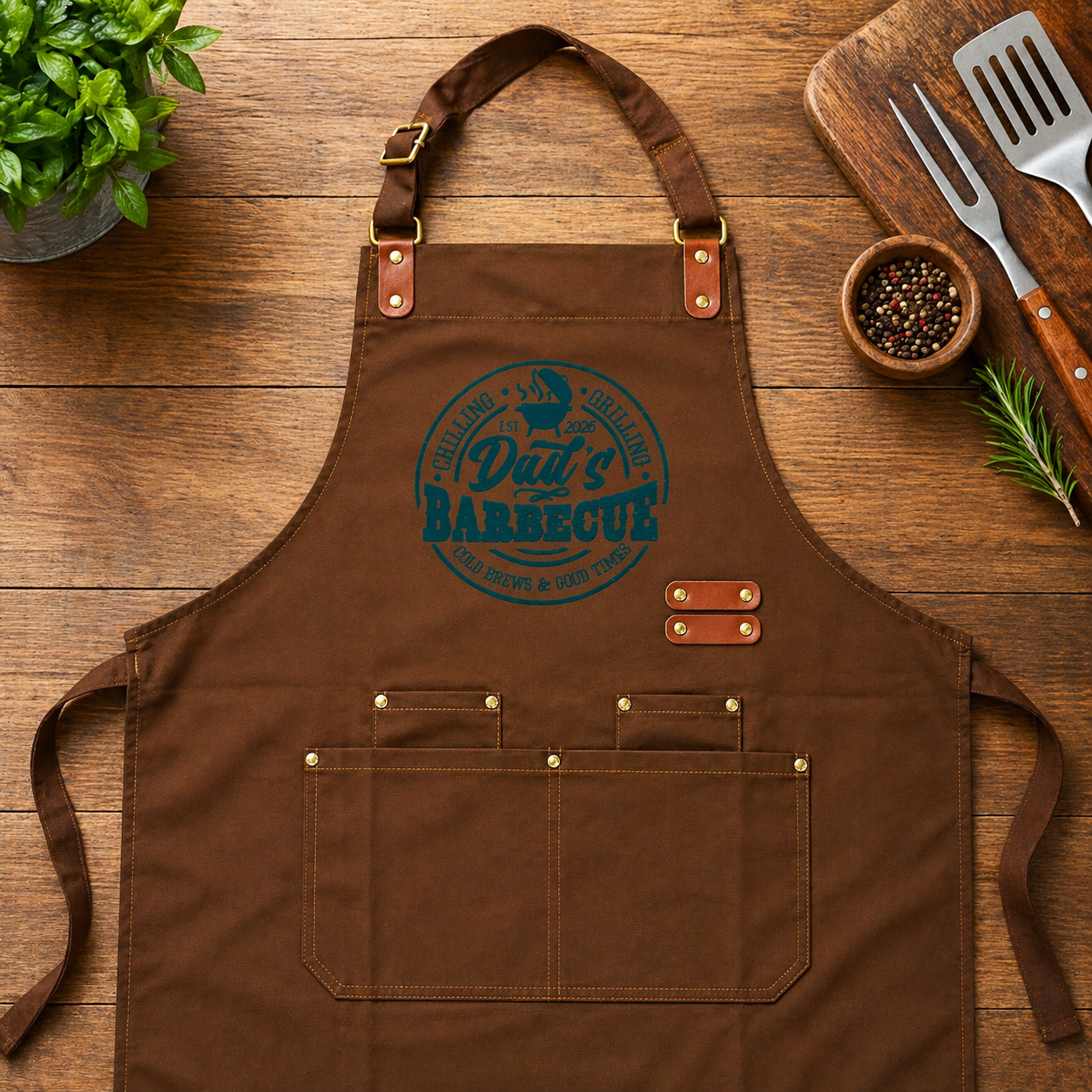 Premium cooking apron with design & pockets